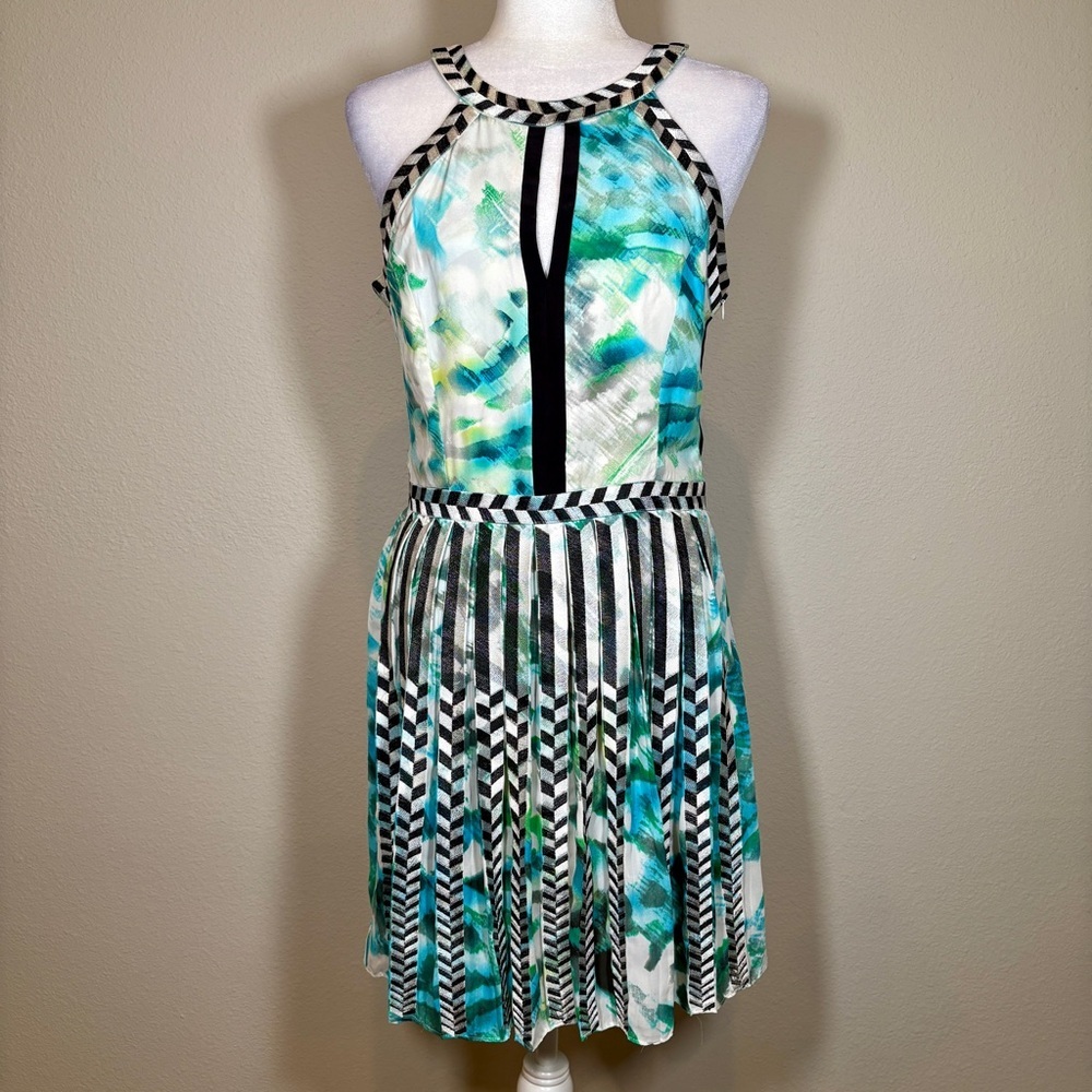 Parker Selita Silk Pleated Halter Mini Dress Size Large